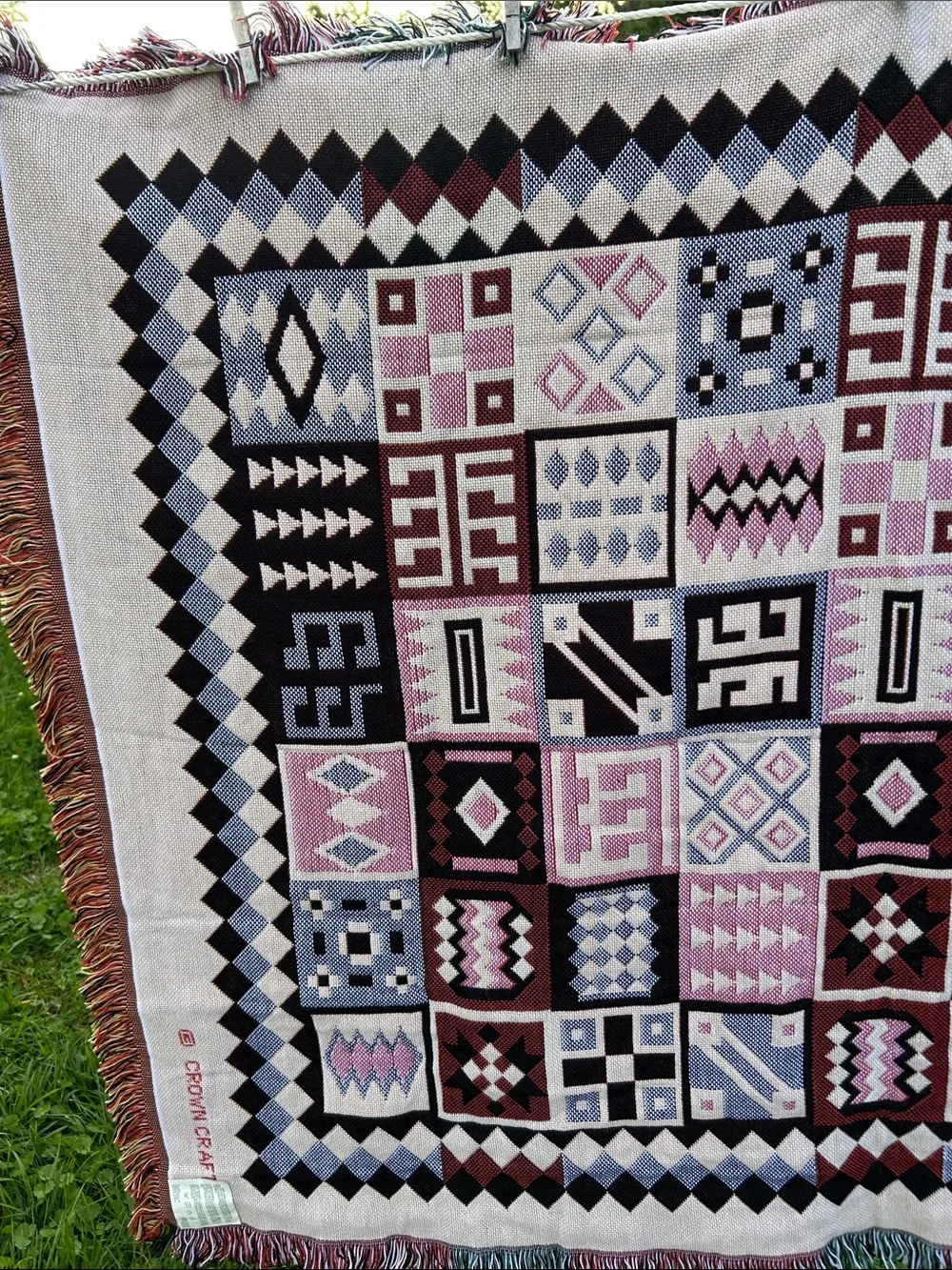 Crown Crafts Woven Throw American Indian & Quilt Motifs